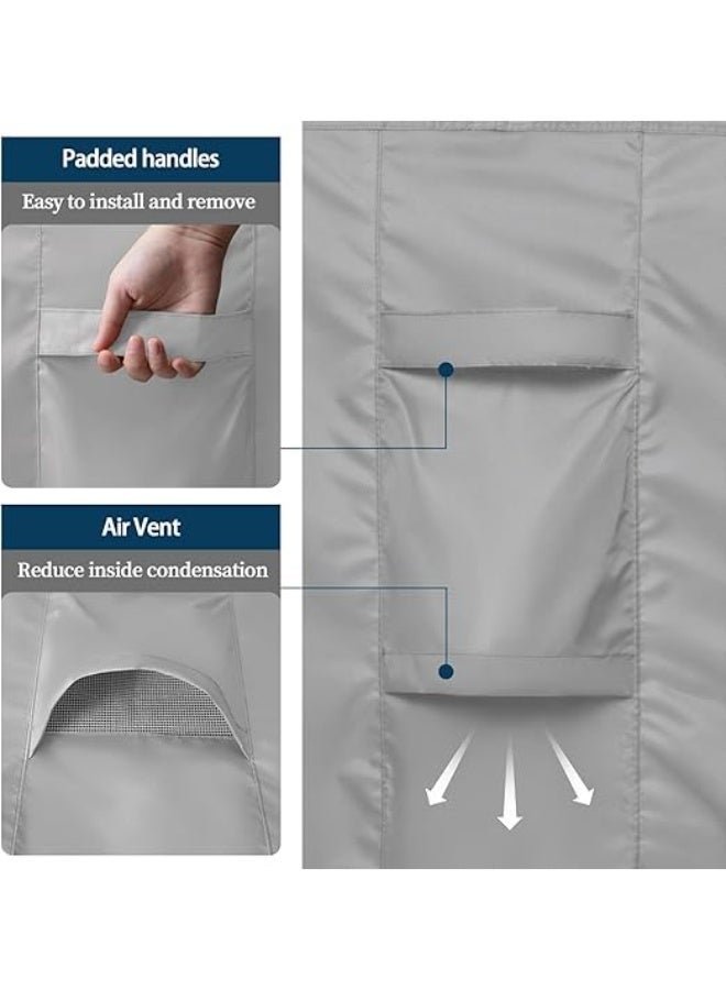 أغطية أثاث الفناء مقاومة للماء 100%، غطاء طاولة خارجي من قماش اوكسفورد شديد التحمل مع مقابض وفتحات وأبزيم مقاوم للأشعة فوق البنفسجية، لون فضي، مقاس 3.5 م × 2.6 م × 90 سم - Image 5